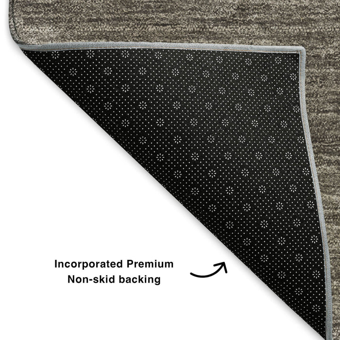 10' X 14' Abstract Washable Area Rug With UV Protection (653608) - Taupe / Ivory