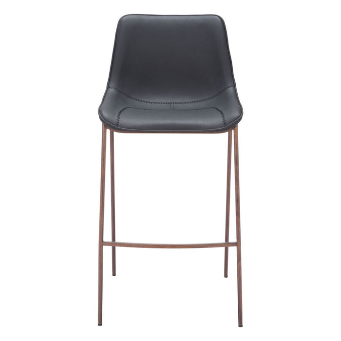 30" Faux Leather And Steel Bar Height Bar Chairs (Set of 2) - Black / Brown
