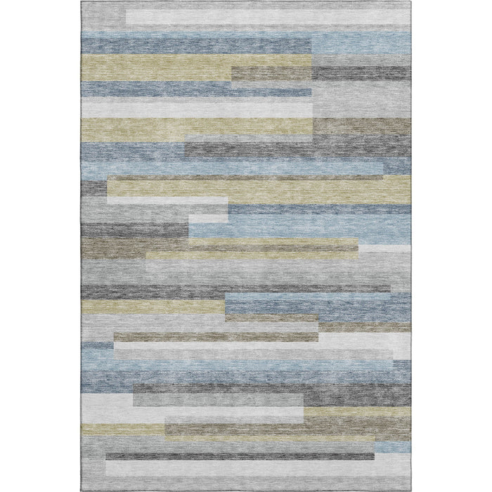 10' X 14' Striped Washable Area Rug With UV Protection - Gray
