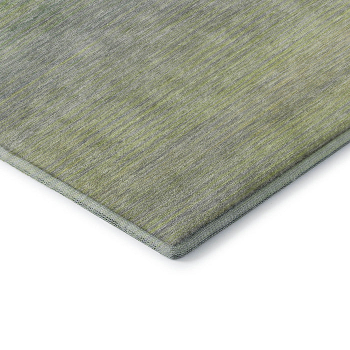 10' X 14' Striped Washable Area Rug With UV Protection (692769) - Artichoke Green / Gray