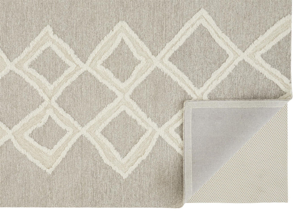 10' x 14' Wool Geometric Tufted Handmade Stain Resistant Area Rug - Gray And Ivory