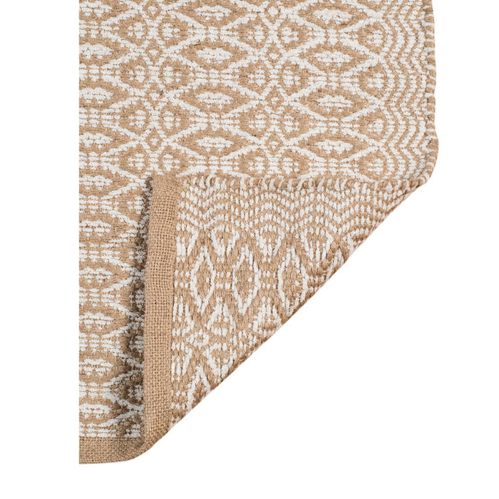 8' x 10' Geometric Flatweave Handmade Area Rug - White And Tan