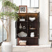 Giga modern minimalist tall accent display cabinet with tempered glass door in black and dark walnut finish
