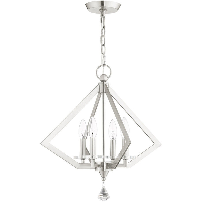 19" 4 Light Dimmable Chandelier With Shades - Nickel