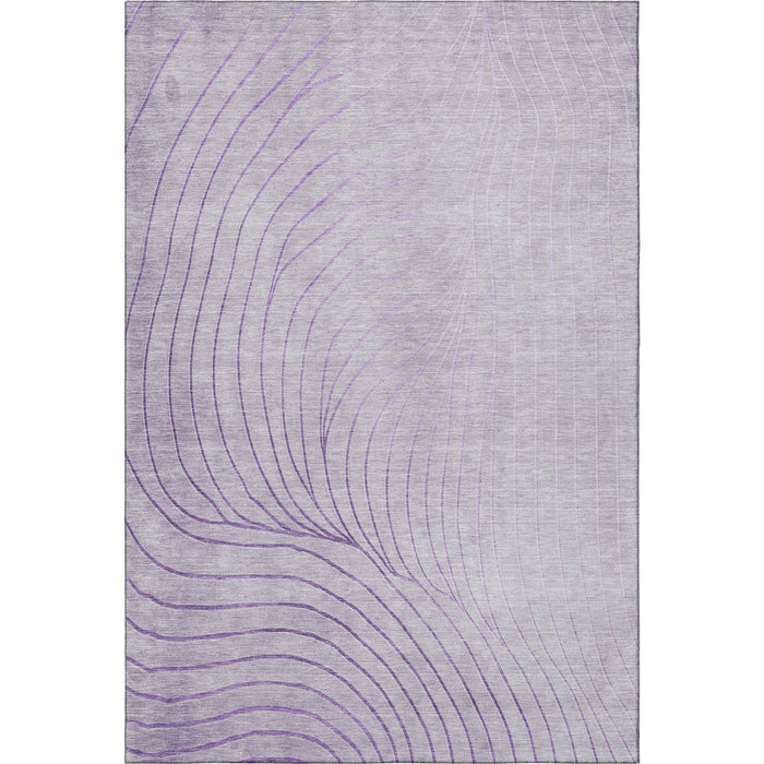 10' X 14' Abstract Washable Area Rug With UV Protection (718115) - Lavender / Silver