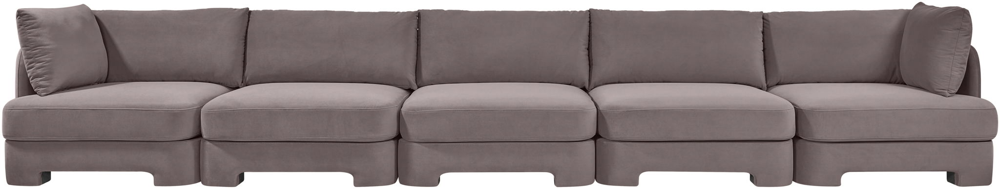 Meridian Furniture Hammond velvet performance fabric 5-piece sectional sofa with upholstered cushions and modern design.