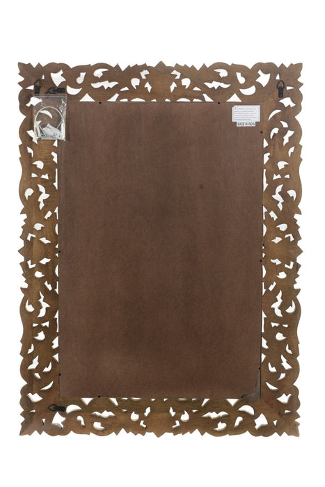 47" Antiqued Solid Carved Scrollwork Accent Mirror - White