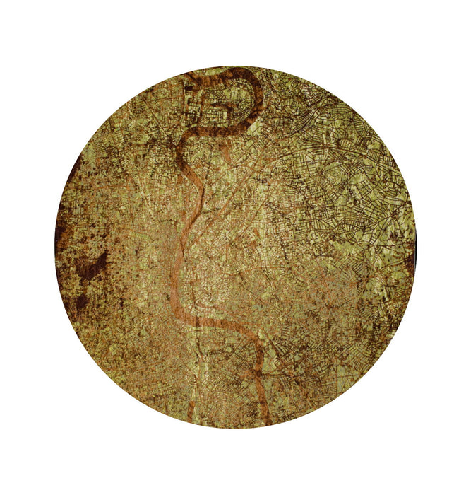 8' Round Abstract Non Skid Area Rug - Green And Brown
