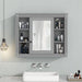 Giga wall-mounted bathroom medicine cabinet with mirror, 6 open shelves, and adjustable interior for organized storage.