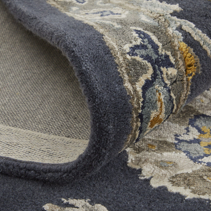 5' X 8' Floral Hand Tufted Area Rug - Blue