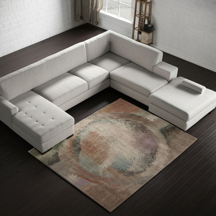 10' X 13' Abstract Distressed Area Rug - Brown