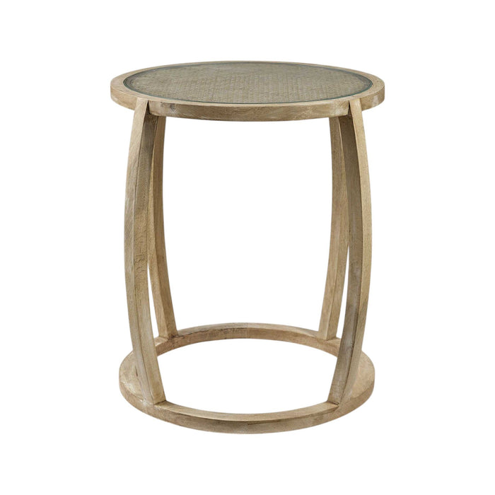 26" Clear Glass Round End Table - Natural