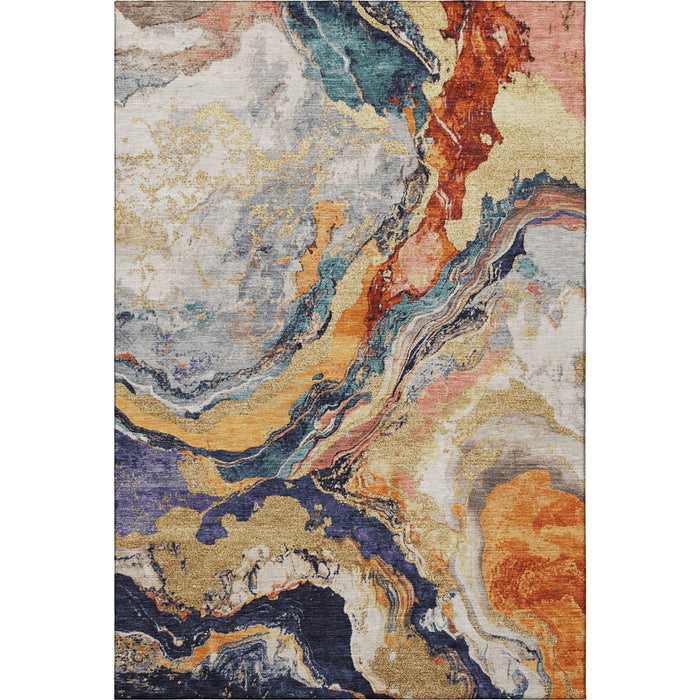 10' X 14' Abstract Washable Area Rug With UV Protection (707743) - Linen / Purple / Ivory