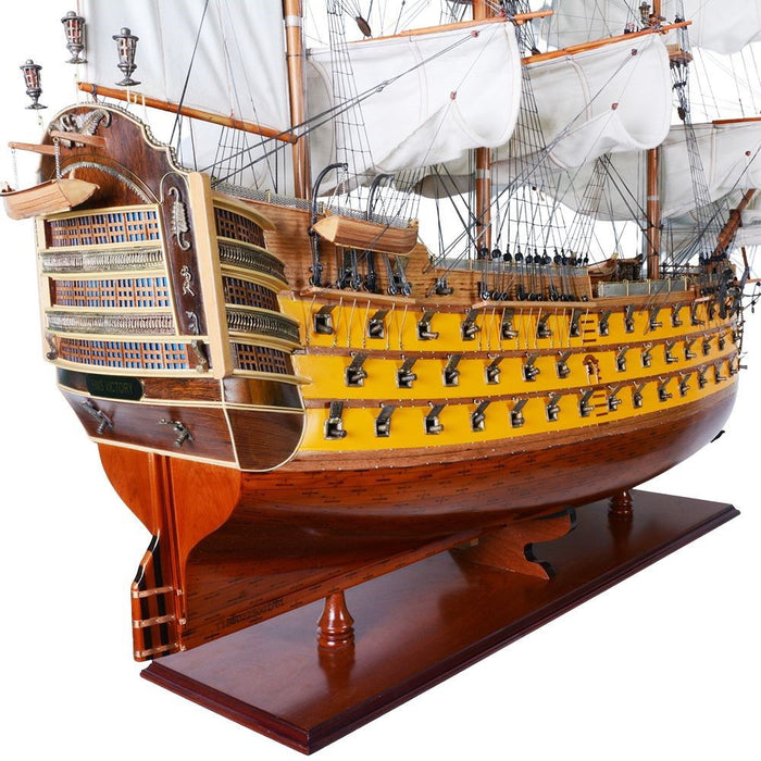 Hand Painted Model Boat - Dark Brown / Yellow