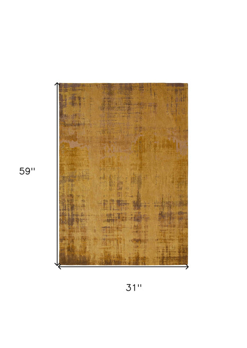 2.6' x 4.9' Abstract Non Skid Area Rug - Brown And Yellow