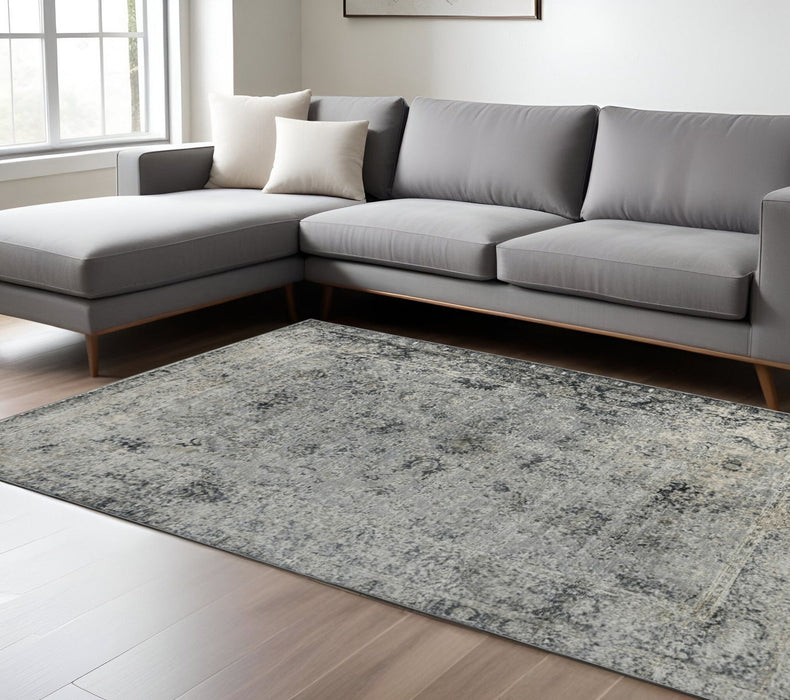 10' X 14' Floral Medallion Area Rug - Gray And Black