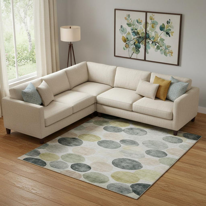 10' X 14' Geometric Washable Area Rug With UV Protection (707395) - Gray / Gold / Silver