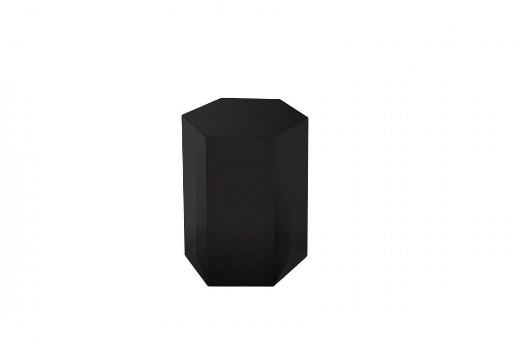 17" High Gloss Manufactured Wood Hexagon End Table - Black