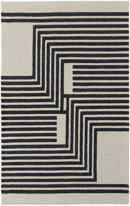 8' x 10' Wool Abstract Hand Tufted Area Rug - Gray And Black