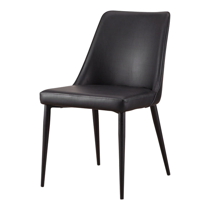 Faux Leather Dining Room Side Chairs Without Arms (Set of 2) - Black