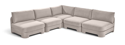 Meridian Furniture velvet upholstered 5-piece armless sectional sofa from Hammond Velvet Performance Fabric collection.