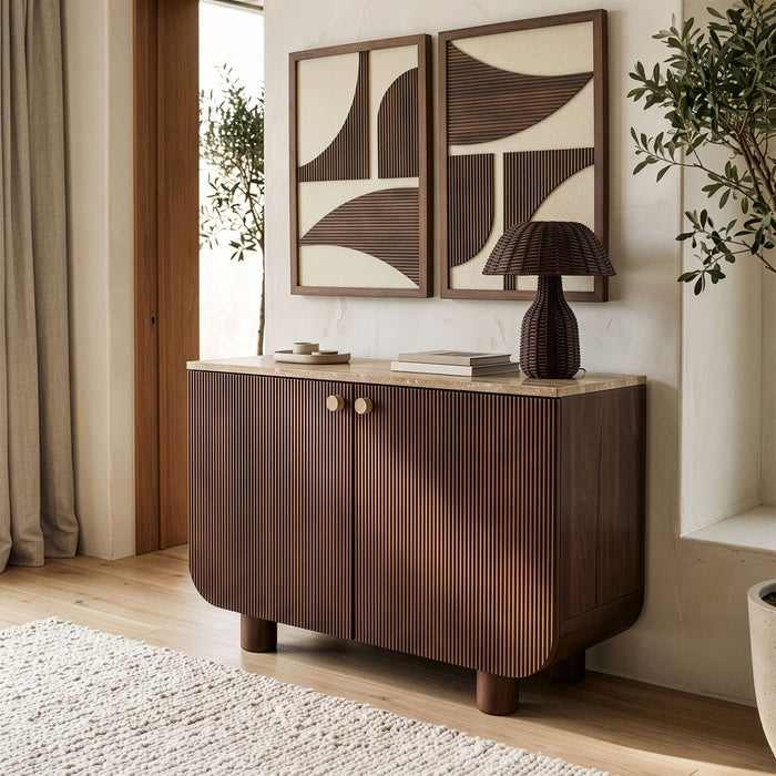 Cressa Mango Wood Sideboard by Meridian Furniture featuring a modern design with natural mango wood finish and storage compartments.