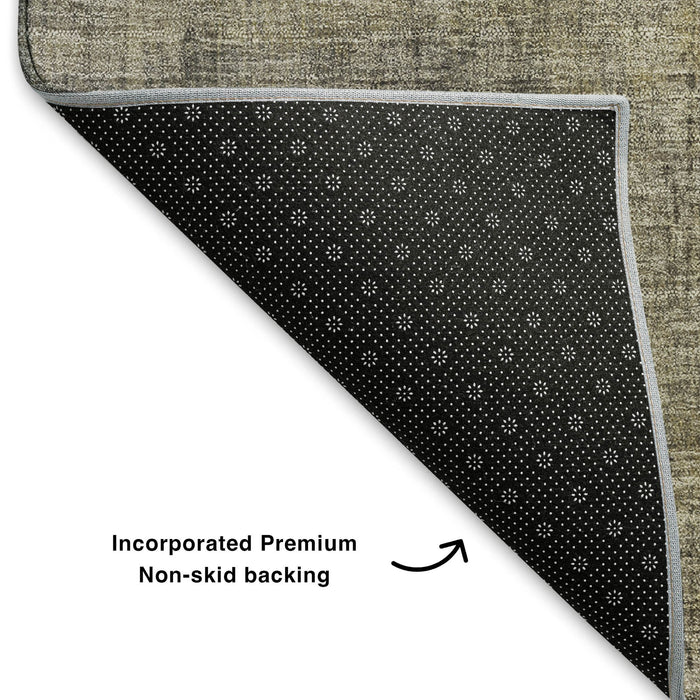 10' X 14' Abstract Washable Area Rug With UV Protection (700445) - Granite Gray / Gold
