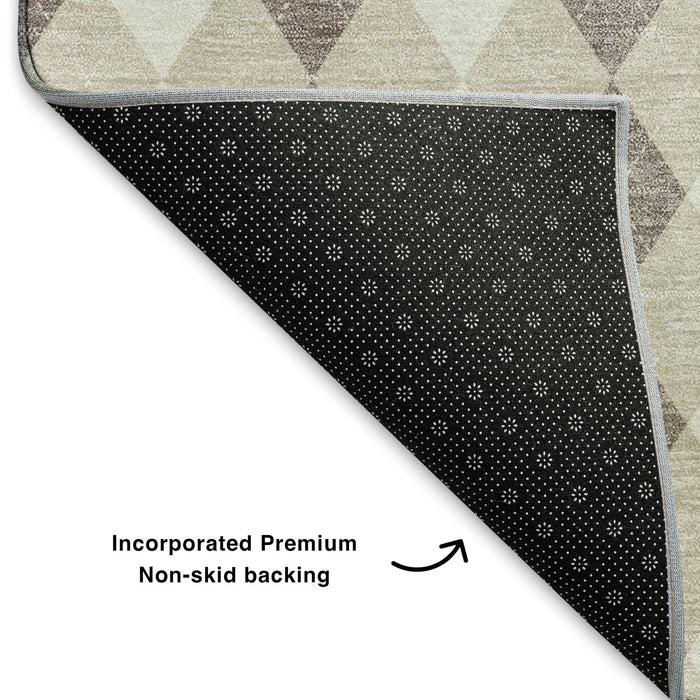 10' X 14' Geometric Washable Area Rug With UV Protection (701683) - Beige / Taupe / Ivory