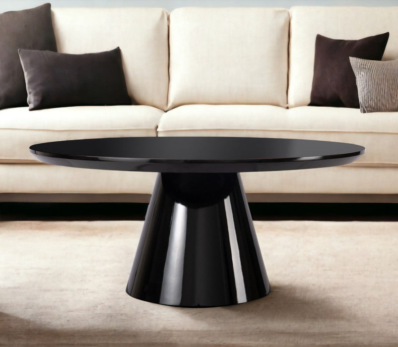 35" Wood Round Pedestal Coffee Table - Black