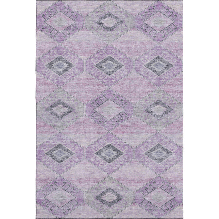 10' X 14' Geometric Washable Area Rug With UV Protection (706013) - Lavender / Gray