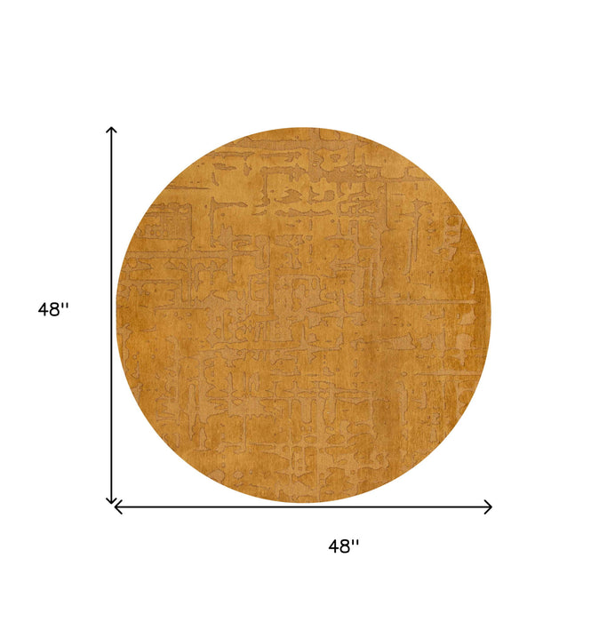 4' x 4' Round Abstract Non Skid Area Rug - Yellow
