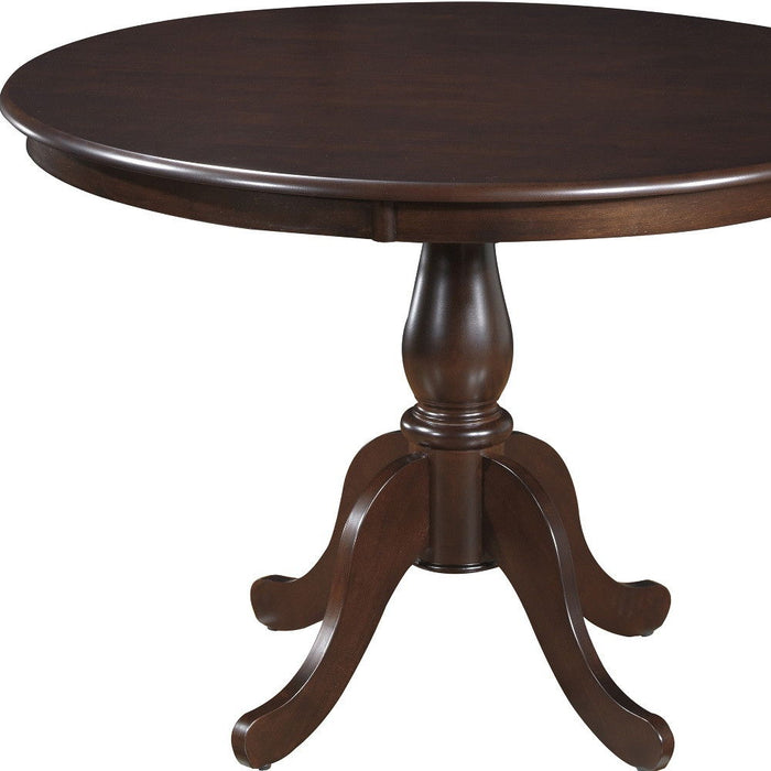 42" Rounded Solid Manufactured Wood Pedestal Base Dining Table - Espresso