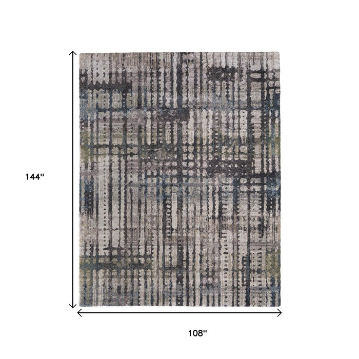 9' X 12' Abstract Distressed Area Rug - Gray And Ivory