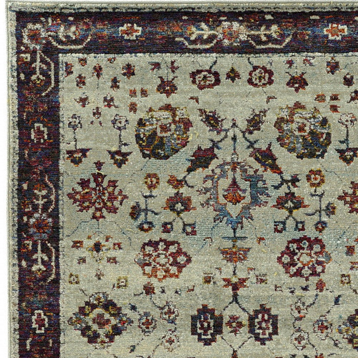 8' x 11' Oriental Power Loom Area Rug - Red And Ivory