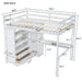 Giga loft bed with built-in wardrobe, desk, shelves, and drawers in a modern bedroom setting.