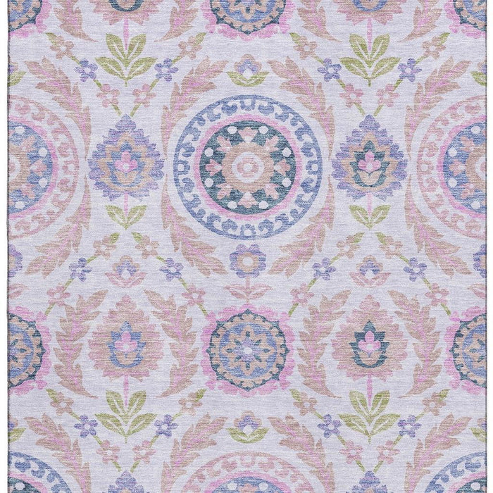 8' X 10' Transitional Floral Washable Area Rug With UV Protection - Blush