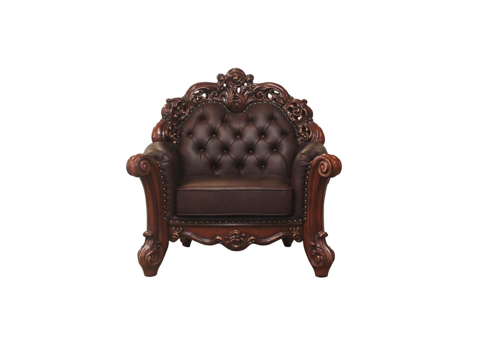 Faux Leather Tufted Club Chair - Dark Brown