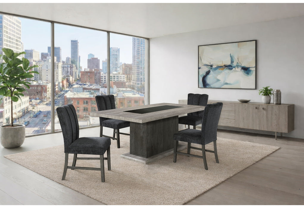 D8030 - Dining Table With 2 Storage Drawers And 1 Storage Door - Black / Brown