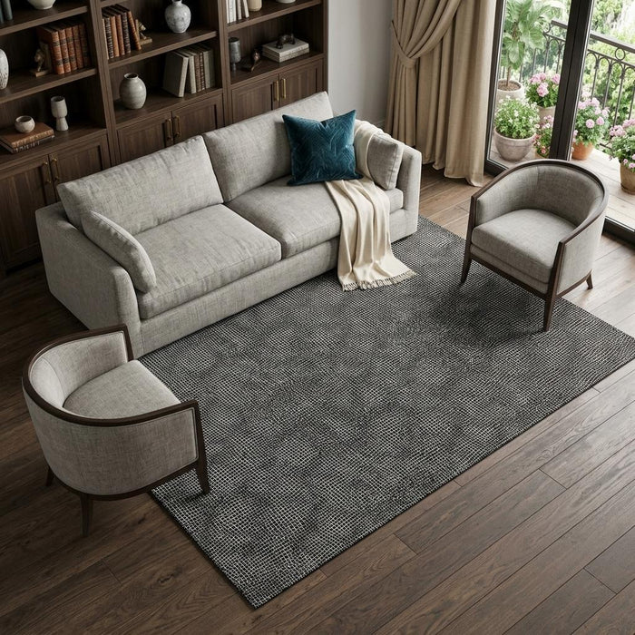 10' X 14' Geometric Washable Area Rug With UV Protection (682829) - Black / Ivory