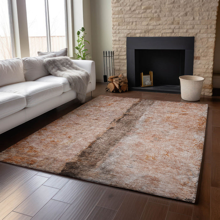 8' X 10' Abstract Washable Area Rug With UV Protection - Chili Red