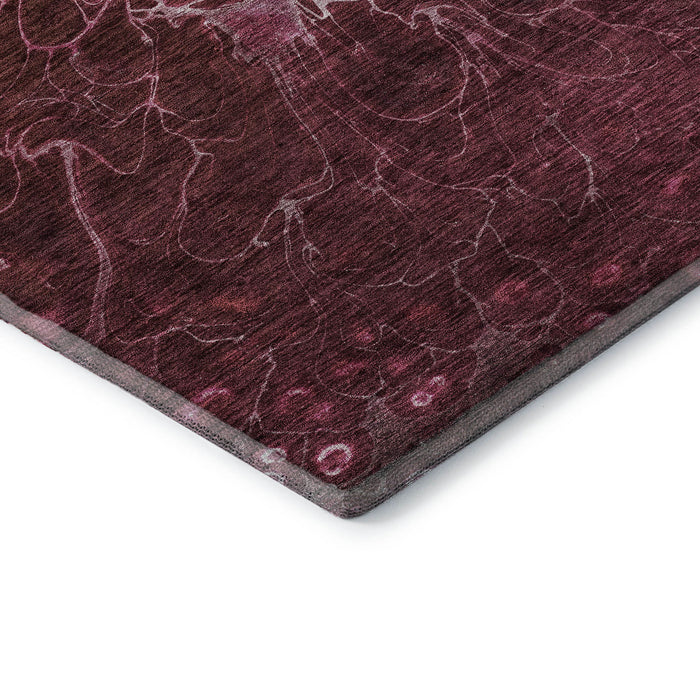 8' X 10' Abstract Washable Area Rug With UV Protection (654570) - Merlot / Silver