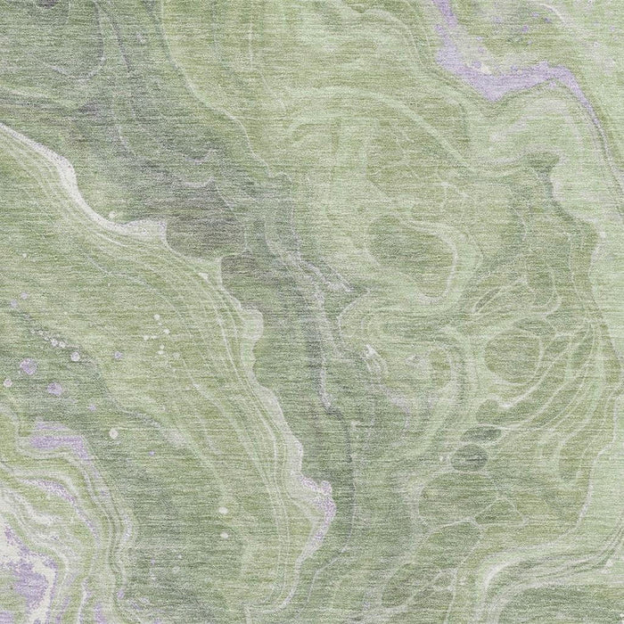 10' X 14' Abstract Washable Area Rug With UV Protection (697626) - Artichoke Green / Lavender / Ivory