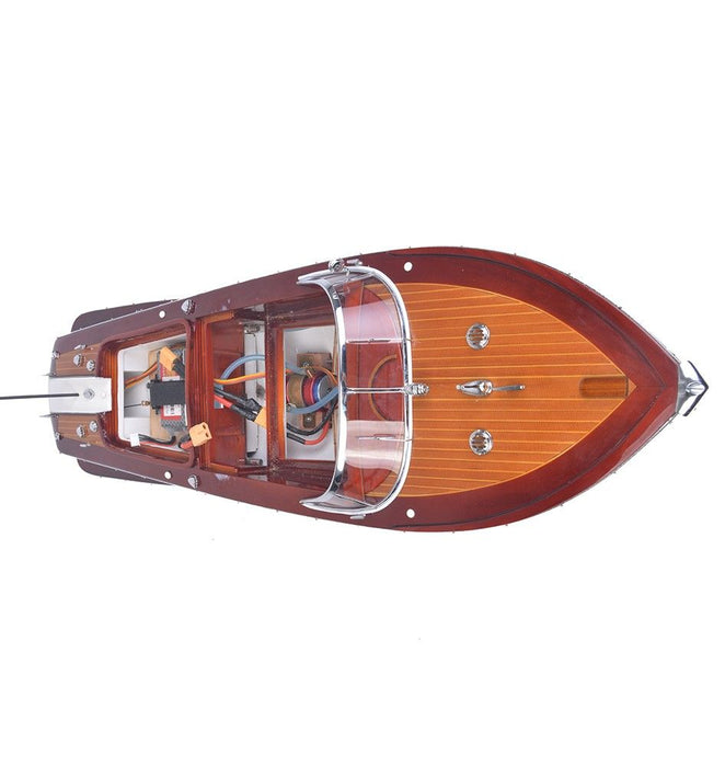 Hand Painted Boat Sculpture - Brown / White