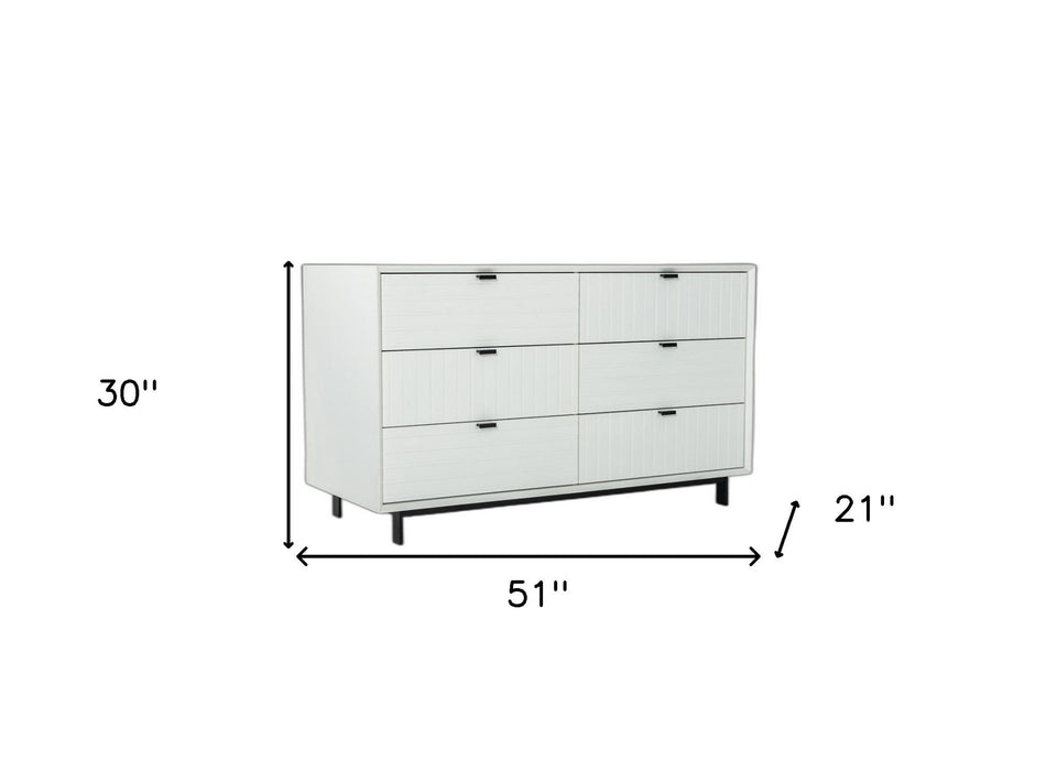 Six Drawer, Double Dresser - White / Black