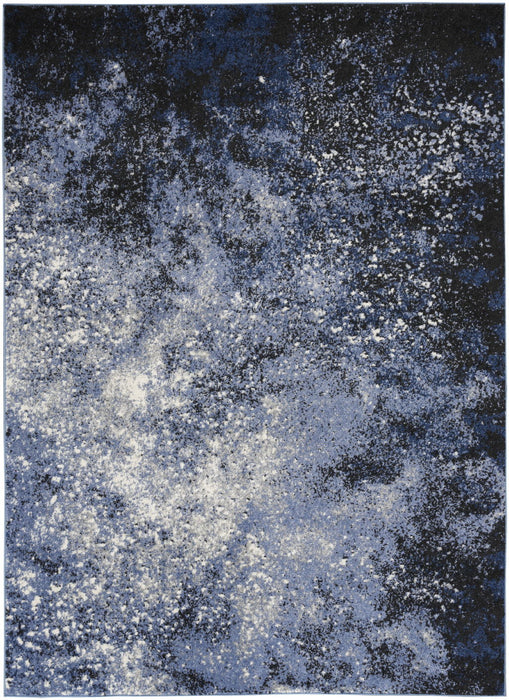 4' X 6' Abstract Non Skid Area Rug (550139) - Light Blue / Black / Ivory