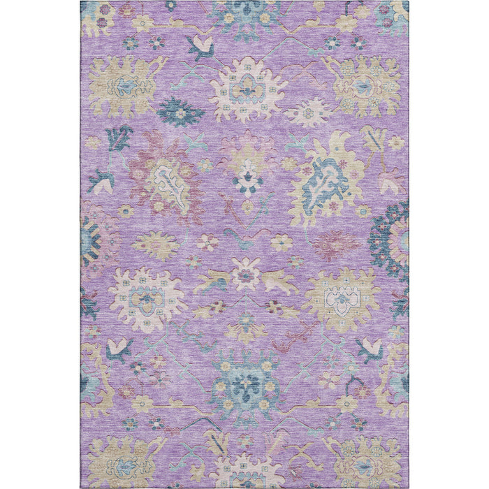 10' X 14' Floral Washable Area Rug With UV Protection (686975) - Purple / Teal / Gold