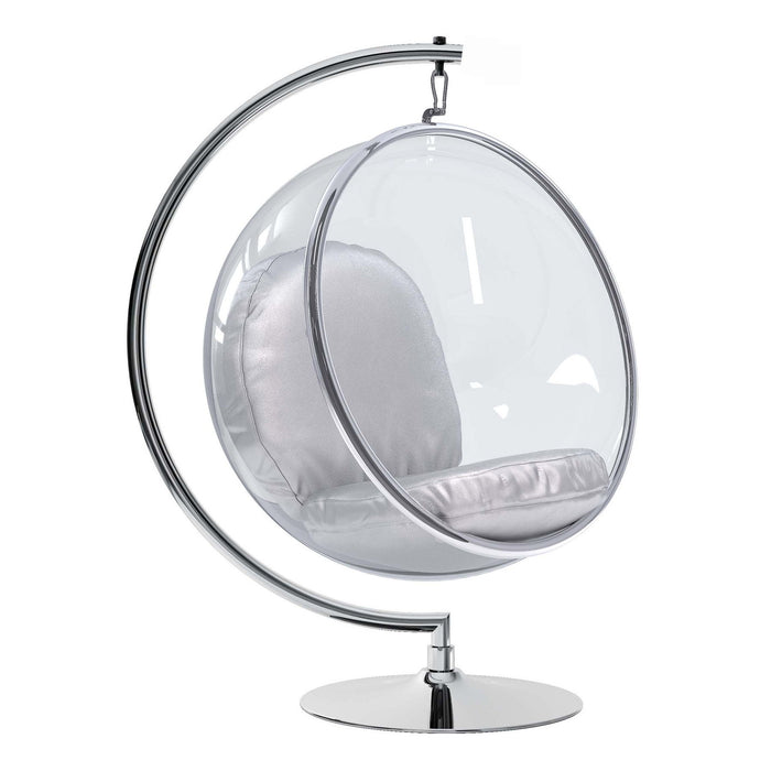 Acrylic With Faux Leather Balloon Chair - Silver And Clear