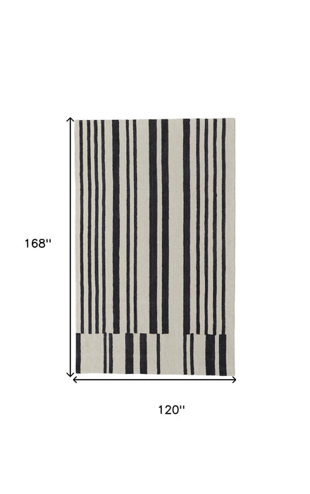 10' x 14' Wool Abstract Hand Tufted Area Rug - Ivory And Black