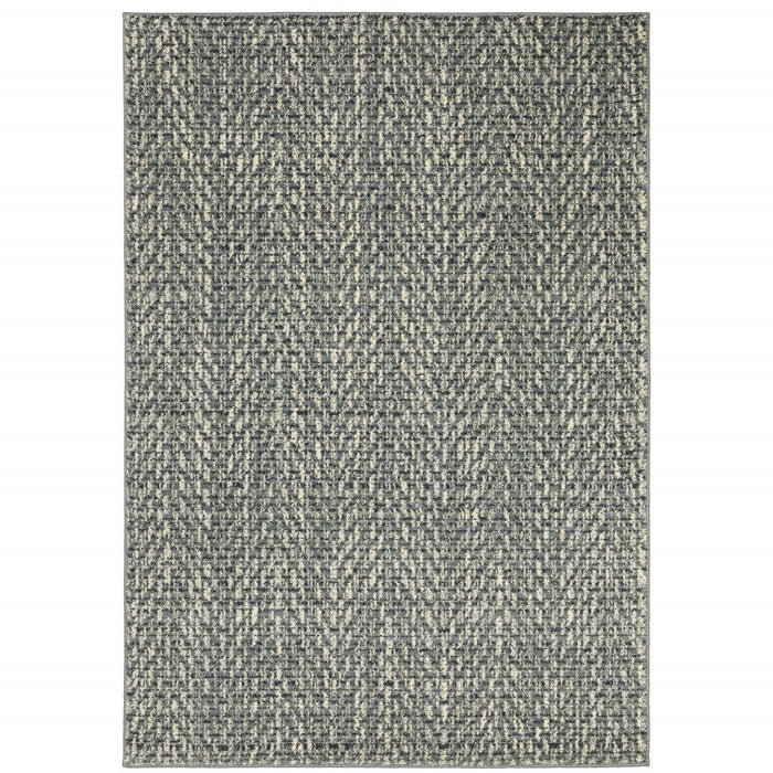 10' x 13' Geometric Power Loom Stain Resistant Area Rug - Blue Ivory Gray And Light Blue