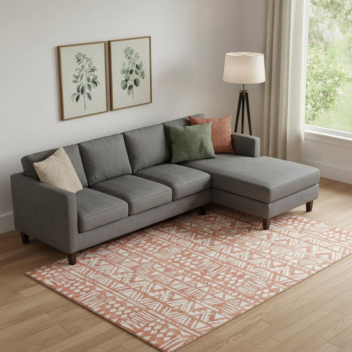 10' X 14' Southwestern Washable Area Rug With UV Protection (672110) - Coral / Beige